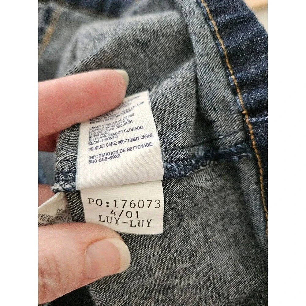 Tommy Hilfiger Vintage Y2K Denim Dress Sz M Dropped Waist Button Front Stretch - Picture 10 of 11